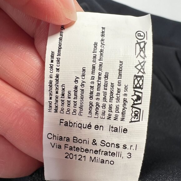 Chiara Boni La Petite Robe Ruched Front Slit Mermaid Gown Black 50 US 12 - Picture 15 of 16